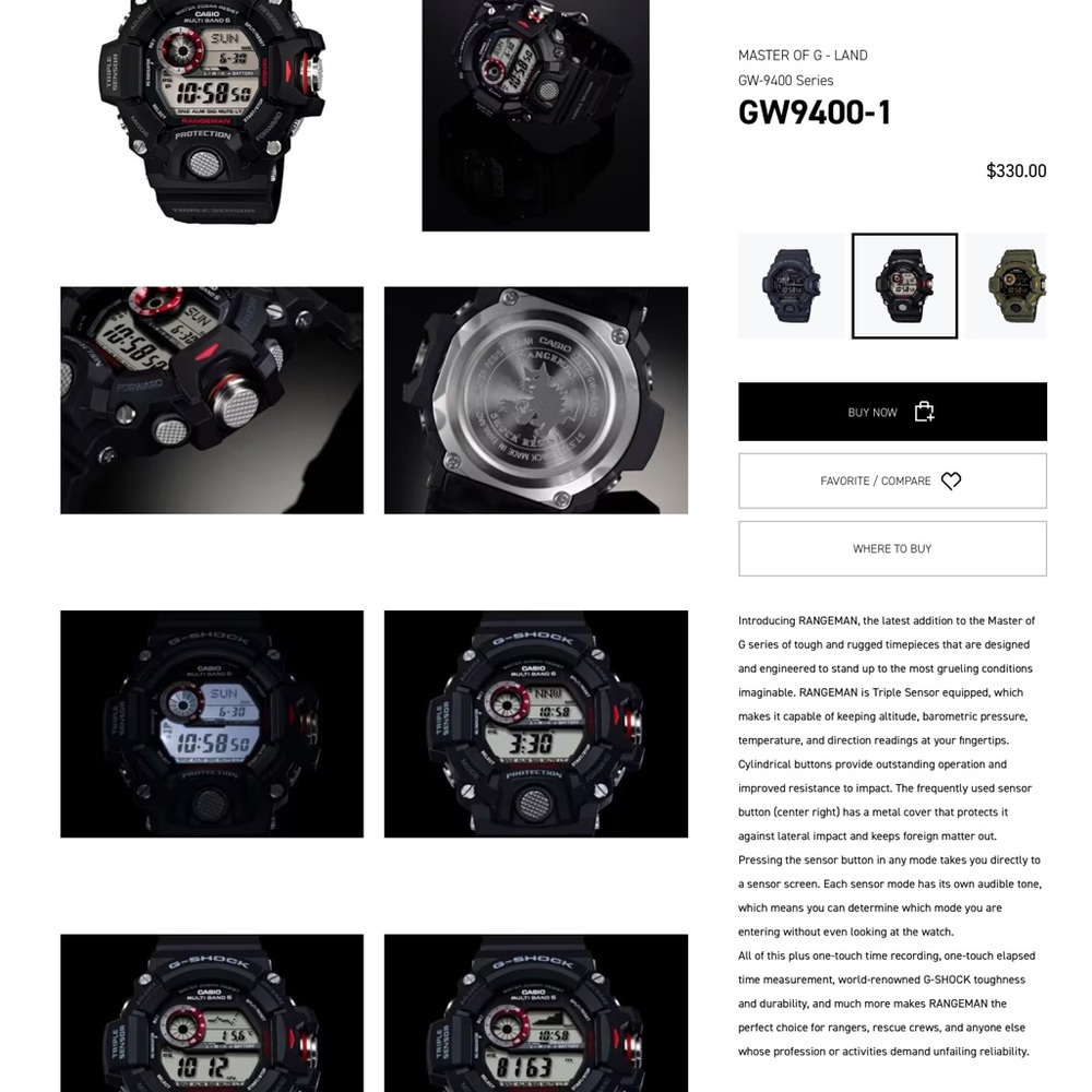 CASIO SOLAR RANGEMAN WATCH